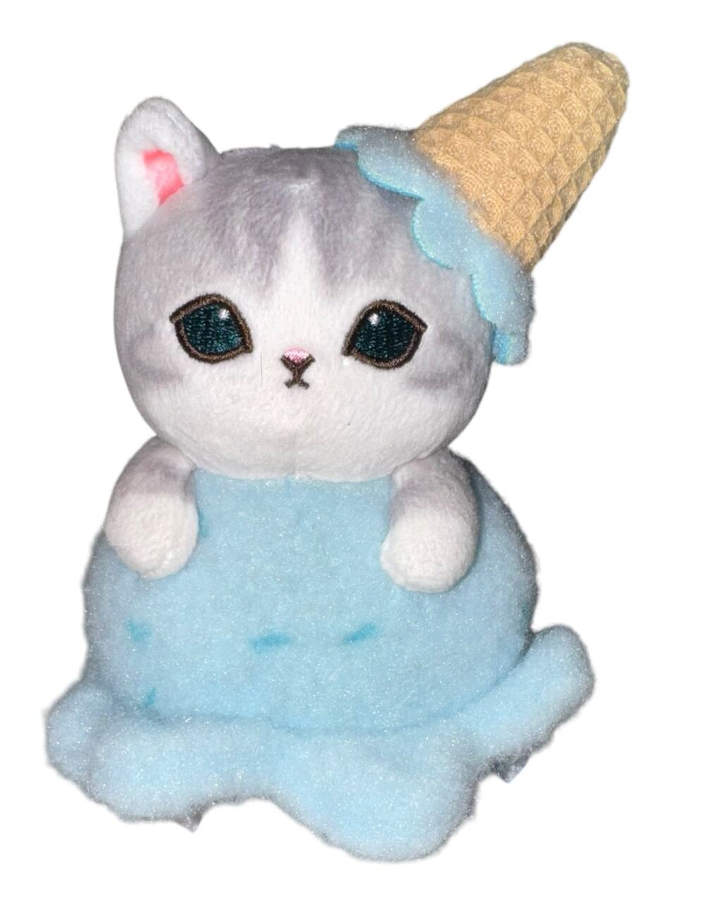 Mofusand Ice Cream Cat Plushie 8" Stuffed Animal Soft Cute Blue Kawaii